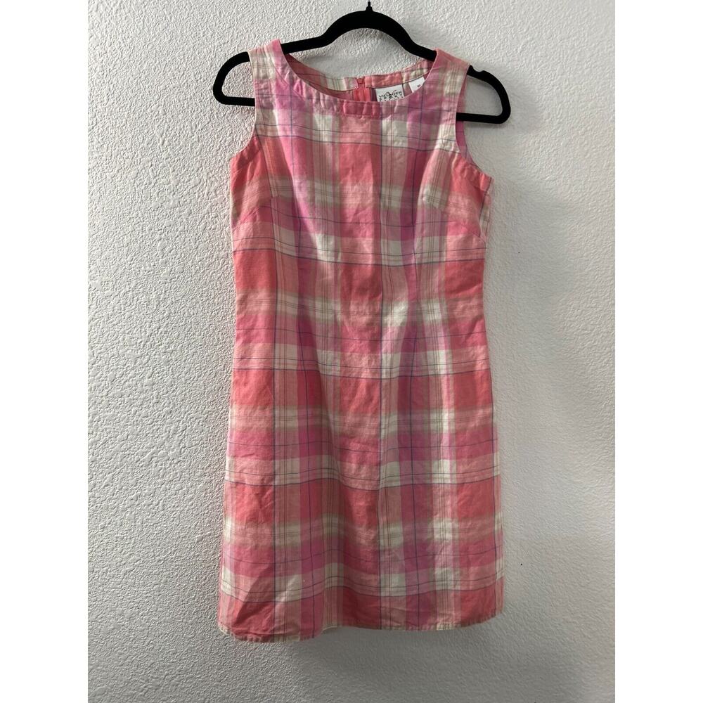 LIZ CLAIBORNE Villager Sport pink plaid sleeveless dress 6p